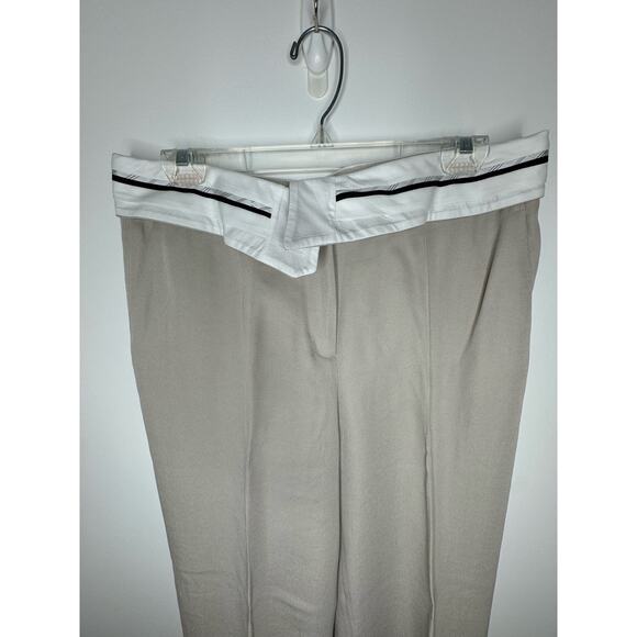 NWT BA&SH Women’s Harry Contrasting-Waistband Trousers in Beige  Size 3 - Picture 3 of 6